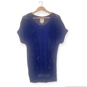 Pink Rose Open Knit Sweater‎ Sz L​​​​